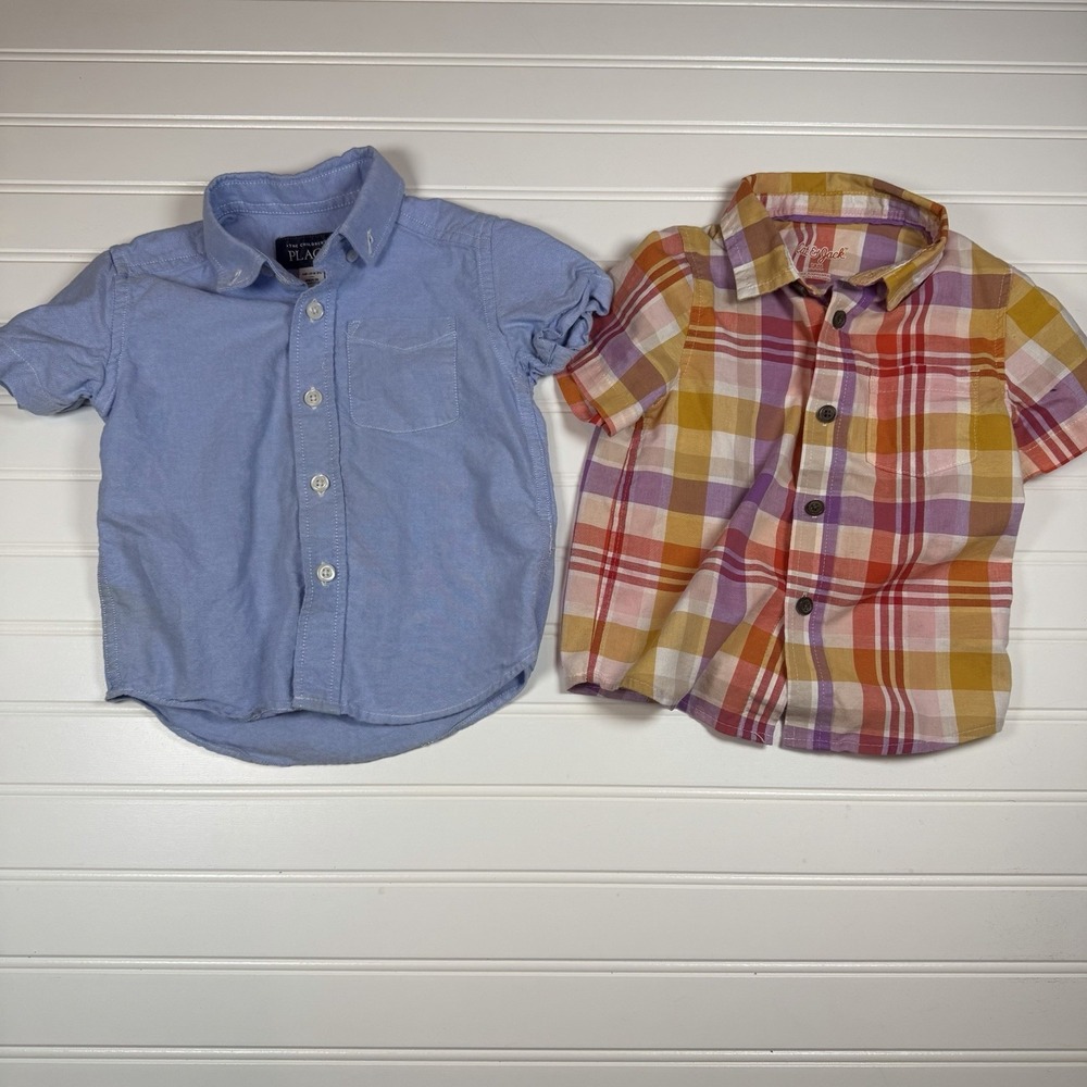 Lot Of Toddler Short Sleeve‎ Button Up Shirts Toddler 18 Months Multicolor Used